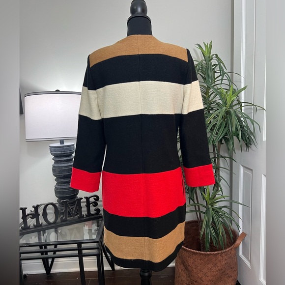 Chicos 100% Striped Colorblock Wool Pea Coat Size S - Picture 7 of 14
